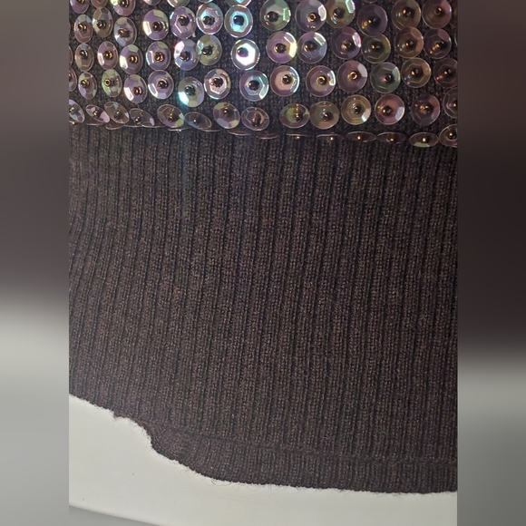 NANETTE LEPORE-size M - sweater/wrap top vest 100% wool with beaded sequins - Picture 8 of 9